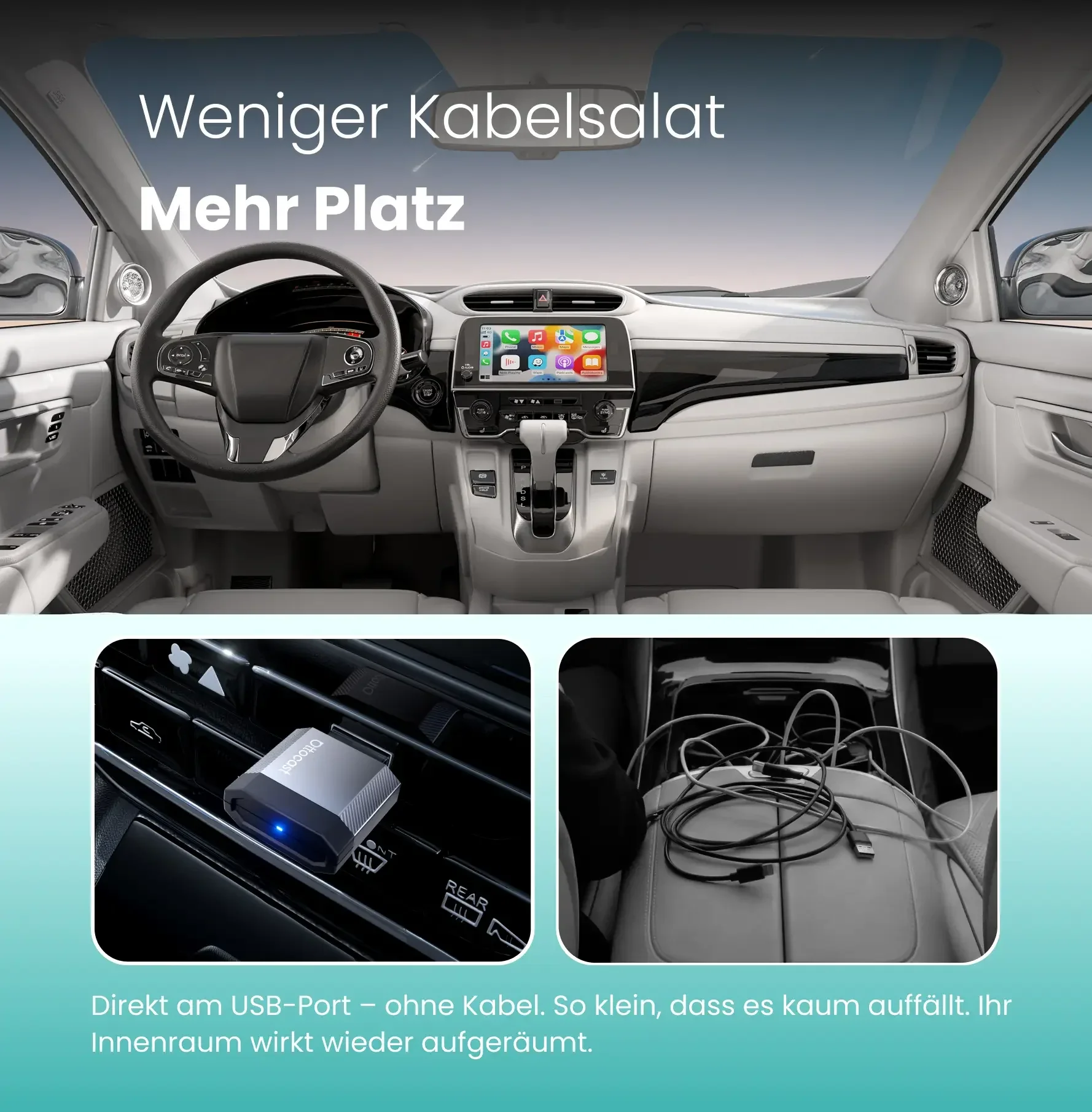 Ottocast® Mini NOVA Wireless CarPlay und Android Auto Adapter - Image 5