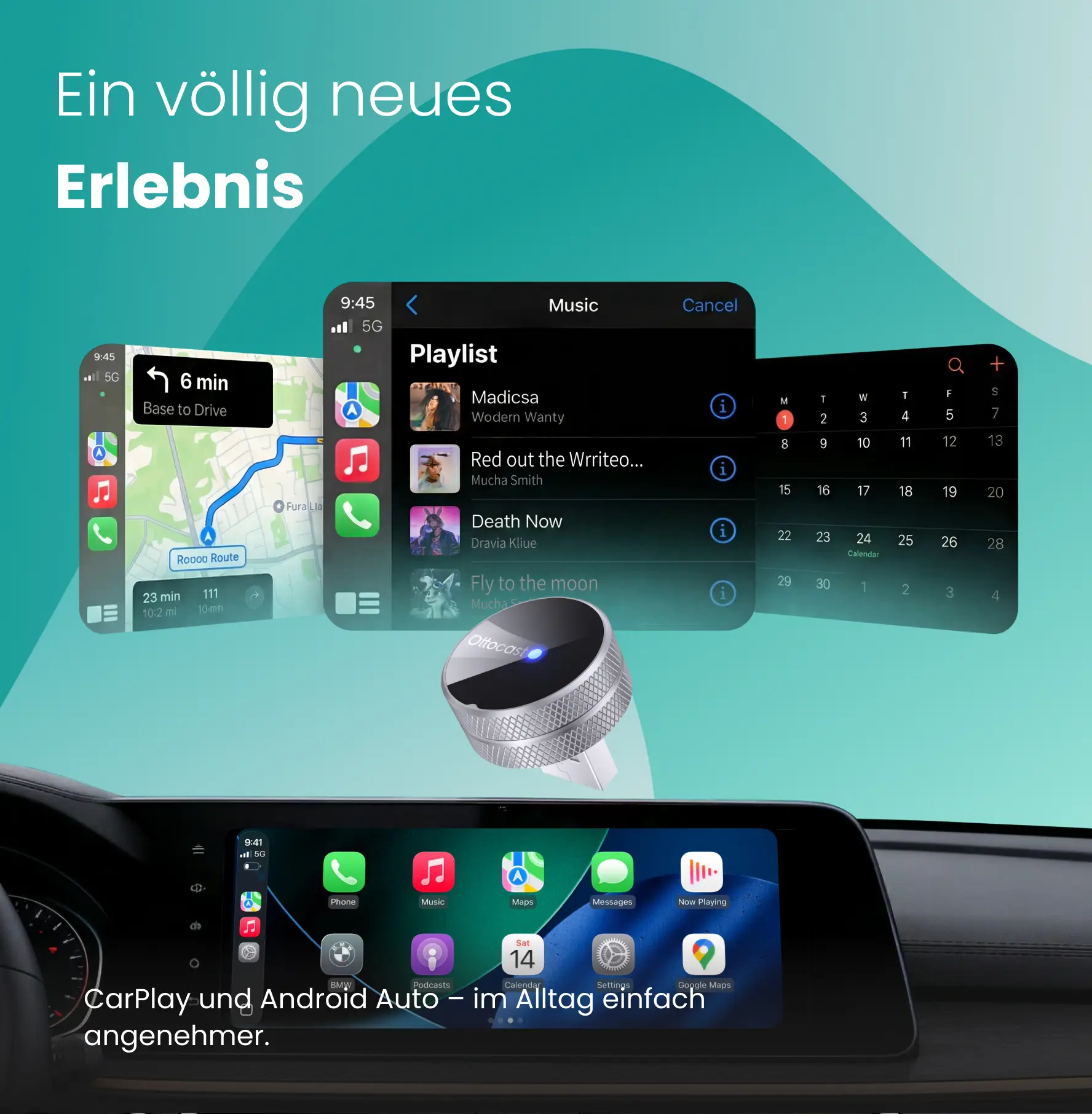 Ottocast® Mini Tube Wireless CarPlay und Android Auto Adapter - Image 4
