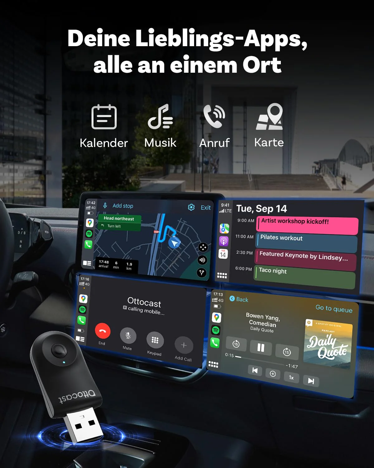 2025 Improved 2-in-1 Wireless CarPlay & Android Car Adapter, OTTOCAST Mini Wireless CarPlay Adapter for iOS 10+ & Android 11+, Converts Wired CarPlay to Wireless - Image 3