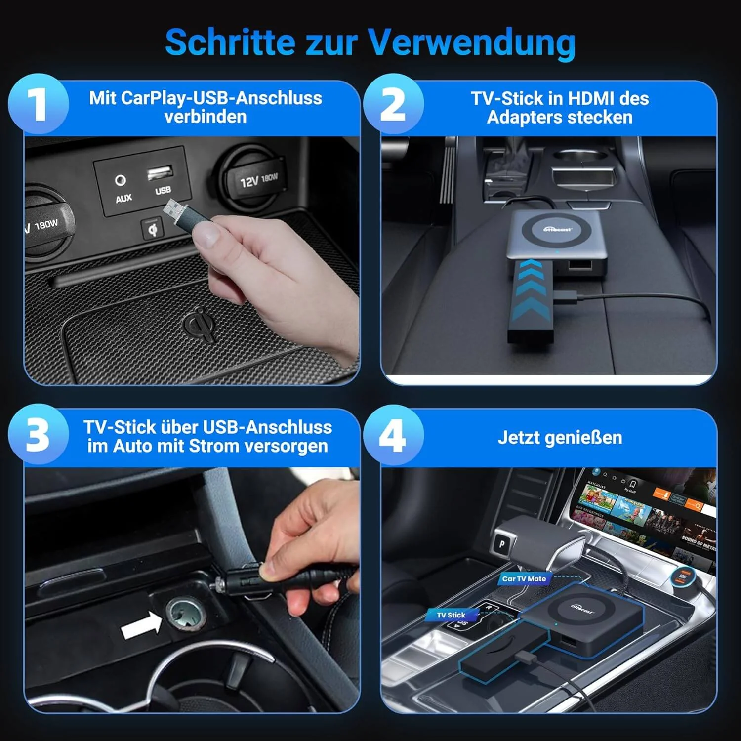 Ottocast® Car Tv Mate Max Universal - Kabelloses CarPlay & Android Auto mit HDMI™-Multimedia - Image 6